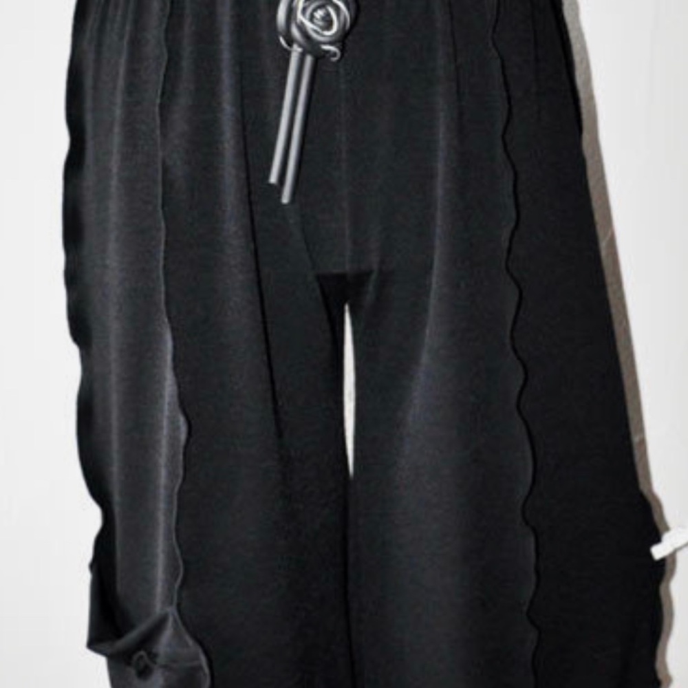 Myo-Lagenlook Refined Jersey Marlene Trousers Black Wavy Seams XXL, XXXL black